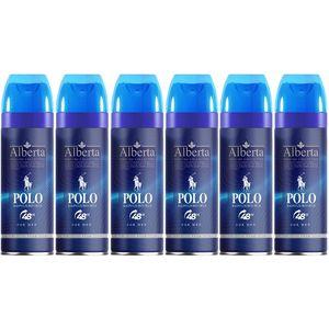 اسپری بدن مردانه آلبرتا مدل پولو بلو حجم 200 میلی لیتر مجموعه 6 عددی
