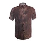 پیراهن آستین کوتاه مردانه مدل هاوایی راه راه ابری کد ABR-BRO رنگ قهوه ای