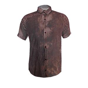 پیراهن آستین کوتاه مردانه مدل هاوایی راه ابری کد ABR-BRO رنگ قهوه ای 