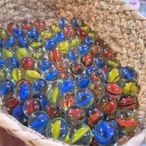 تیله شیشه ای گلدونه مدل آبی بسته 100 عددی
