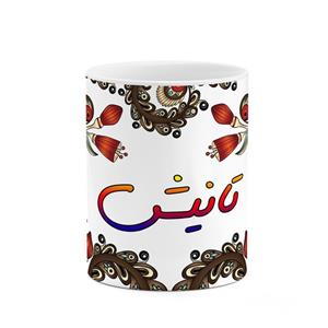 ماگ کاکتی مدل اسم تانیش طرح سنتی گل و بته کد mgh44533