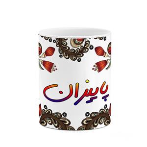 ماگ کاکتی مدل اسم پاییزان طرح سنتی گل و بته کد mgh44353