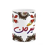 ماگ کاکتی مدل اسم تیرگان طرح سنتی گل و بته کد mgh44619