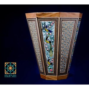 سطل خاتم کاری طرح گل و مرغ مدل 1159 -