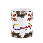 ماگ کاکتی مدل اسم باتیس طرح سنتی گل و بته کد mgh44087