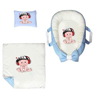 سرویس خواب سه تکه نوزاد ناریکو مدل گارد محافظ دار طرح پسربچه کد 0338