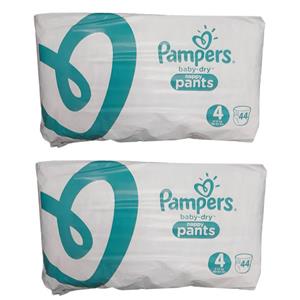 پوشک پمپرز سایز 4 مدل شورتی بسته 88 عددی مجموعه 2 عددی