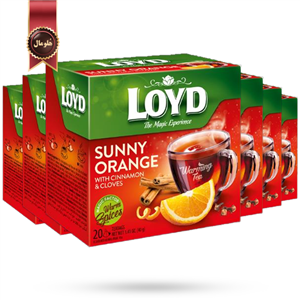 چای کیسه هرمی لوید LOYD مدل افتابی نارنجی sunny orange پک 20 تایی بسته 6 عددی 