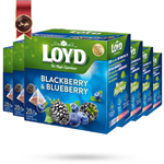 چای کیسه ای هرمی لوید LOYD مدل بلک بری و بلوبری BlackBerry and Blueberry پک 20 تایی بسته 6 عددی 