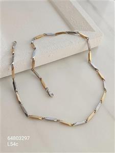 گردنبند استیل کبریتی دو رنگ طلایی و نقره ای رنگ ثابت با کیفیت ضد حساسیت کد 1515305