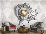 پوستر دیواری فرشته و قلب طلایی