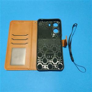 کیف کلاسوری چرمی مگنتی جا کارتی دار مناسب برای گوشی موبایل شیائومی  Redmi 13c Poco C65