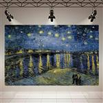 تابلو بوم طرح نقاشی شب پرستاره در راون اثر ونسان ونگوگ کد AR30933