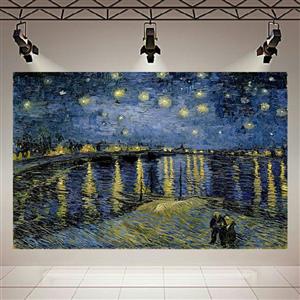 تابلو بوم طرح نقاشی شب پرستاره در راون اثر ونسان ونگوگ کد AR30933 