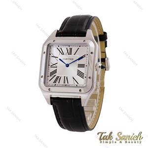 ساعت کارتیر سانتوس دومونت مردانه سیلور مشکی Cartier-5550-G
