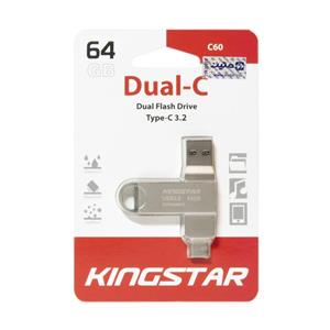 فلش 64 گیگ USB3.2 کینگ استار OTG TYPE-C مدل C60 گارانتی متین