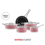 سرویس قابلمه 9 پارچه القایی کاراجا Swiss Crystal Mastermaid صورتی