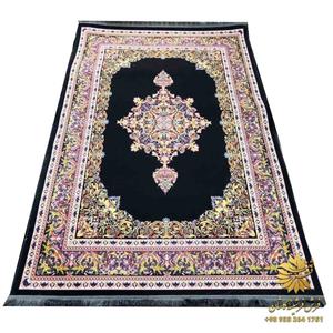 فرشینه طرح فرشی زمینه سرمه ای کد 1004