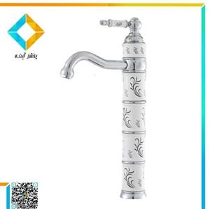 شیر روشویی پایه بلند کیان مدل کاترین سفید کروم