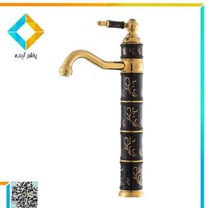 شیر روشویی پایه بلند کیان مدل کاترین مشکی طلایی