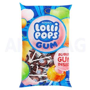 آبنبات چوبی نوشابه ای Roshen با مغز آدامس بسته 48 عددی