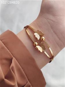 تکدست استیل زنانه طلایی طرح پروانه رنگ ثابت ضد حساسیت کد 1215840