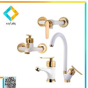 ست شیرآلات پادرا مدل گاما سفید طلایی