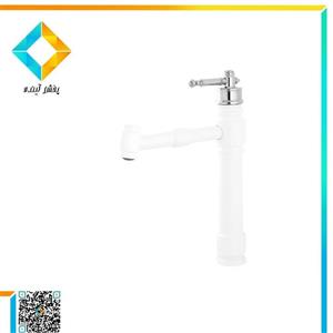 شیر روشویی پایه بلند زرشام مدل رویال سفید کروم