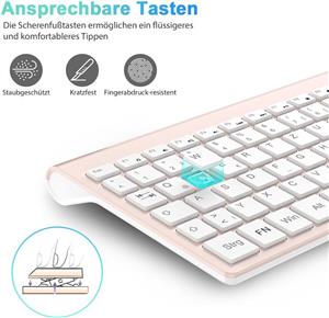 کیبورد و موس بیسیم مدل COMBO رنگ رز کوارتز