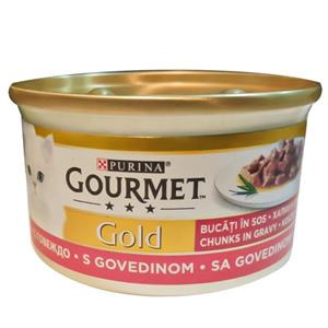 کنسرو گربه گورمت طعم گوشت گاو و طعم اردک و بوقلمون چانکی 85گرمی