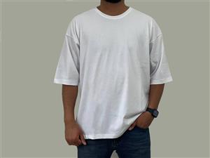 تیشرت لش کوتاه پنبه سفید خام (اور سایز) کد 691