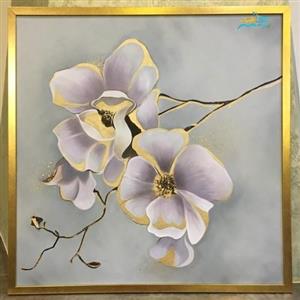 تابلو نقاشی گل یخی بنفش اجرا شده با اکرلیک روی بوم بدون قاب( قاب در صورت سفارش مشتری) بسیار زیبا و با احساس