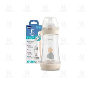 شیشه شیر 2  ماه مدل پرفکت 5 چیکو 240 میلی لیتر Chicco+2 Perfect 5 Medium Unisex Silicone Baby Bottle 240ml