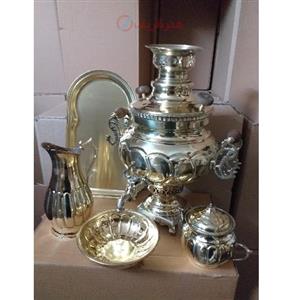 سماور 6 لیتری عدسی آینه پیچ با سرویس کامل، دارای مهر و ضمانت نامه