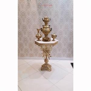 میز شیک 6 ضلعی برگی شاخکی در قطر 50 جنس آلیاژ آلومنیوم، آبکاری برنز، 5 سال ضمانت رنگ