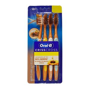 مسواک اورال-بی مدل CRISSCROSS GUM CARE WITH CLOVE با برس نرم مجموعه 4 عددی 