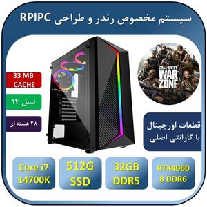 کامپیوتر گیم intel core i7 14700kfنسل 14اینتل آکبند  یکساله intel core i7 14700kf/ ram 32gb ddr5/512gb m2 ssd/rtx 4060 8g ddr6