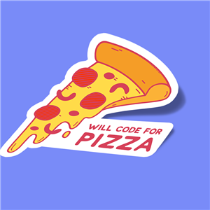 استیکر will code for pizza 