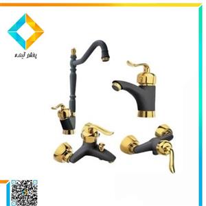 ست شیرآلات شادان مدل قاجاری مشکی طلایی