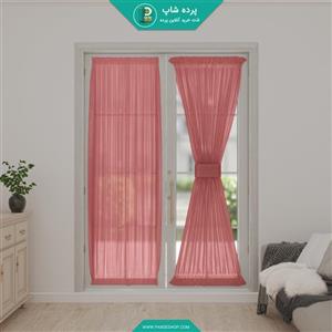 پرده پشت پنجره ای جنس حریر مات رنگ قرمز