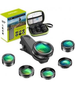 لنر دوربین مدل Updated Version Apexel 6 In 1 Phone Camera Lens Kit Wide Angle LensMacro LensFisheye ND Filter 