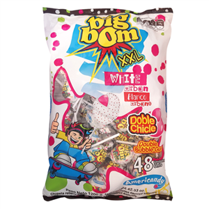 آبنبات چوبی بیگ بوم بلک 2 ایکس وایت ( همراه با آدامس ) بسته 48 عددی BigBom white XXL Doble Chicle