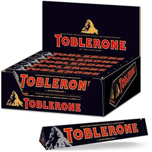 شکلات تلخ تابلرون همراه با عسل و مغز بادام باکس 20 عددی – Toblerone swiss Dark chocolate with honey & almond noucat 