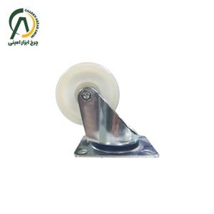 چرخ نساجی تفلون آبکاری کروم UK گردان قطر ۱۰۰ میلی متر