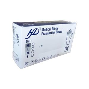 دستکش نیتریل آبی ۱۰۰عددی برندHD سایز مدیوم