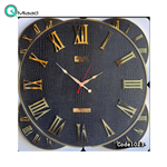 ساعت دیواری تسو مدل 1023، ساعت دیواری با متریال تمام فلز و صفحه چرمی، دارای اعداد با فونت رومی و برجسته روی صفحه ساعت، سایز 70، ترکیب رنگ مشکی طلایی