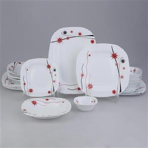 سرویس غذاخوری 25 پارچه سیلویا طرح مربع پیچ مدل نیو هستی ورژن 2