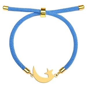 دستبند طلا 18 عیار دخترانه وی وی گلد گالری مدل ماه و ستاره کد BS2204