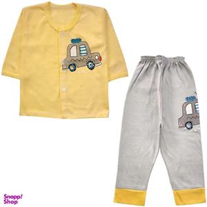 ست شومیز و شلوار نوزادی مدل تاکسی کد 3929 رنگ زرد