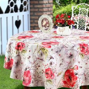 طرح شقایق - رومیزی سفره ای 4 نفره مستطیل 140*120 پانو کتان رزین تاژ